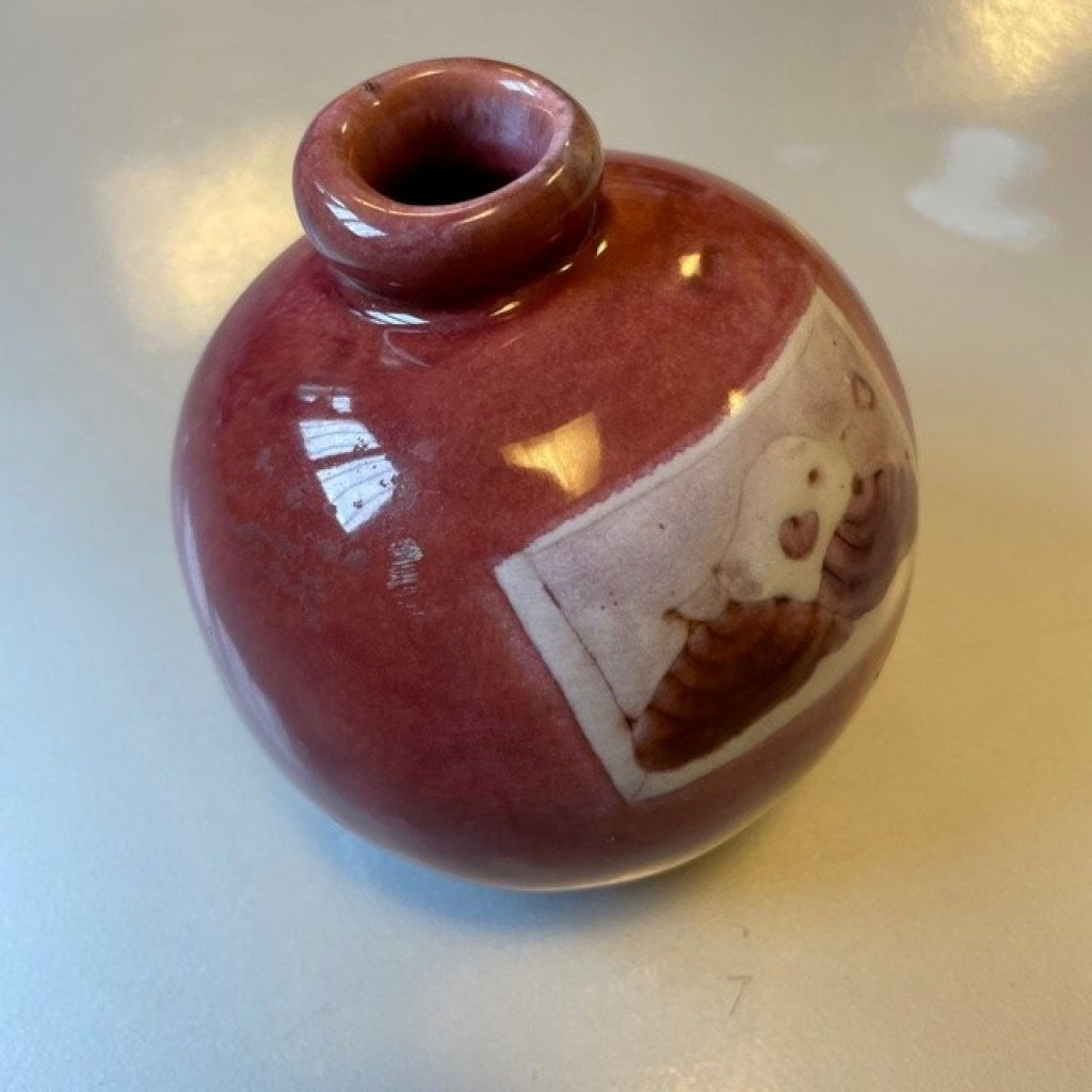 VASE BOULE CLOUTIER A DECOR D'OISEAU
